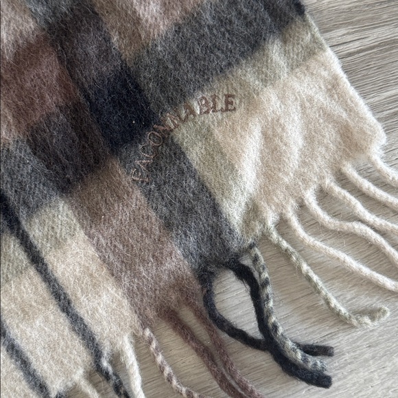 Faconnable Mens Scarf Plaid Lambswool Angora Tassel 60x12 inches Luxury - Picture 5 of 6